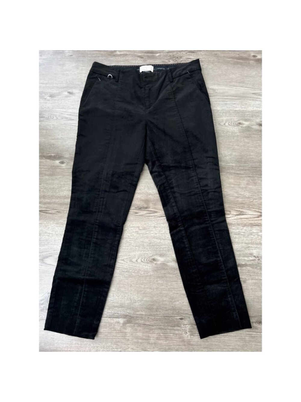 Anthropologie Essential Slim Pants Womens 2 Black Velvet Ankle